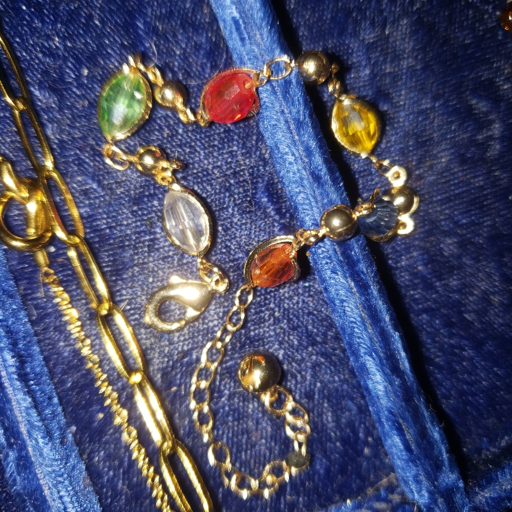 Goldtone Multicolor Gem Bracelet